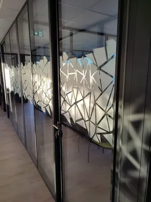 Vitrophanie sur cloisons vitrées de bureaux à Aubagne