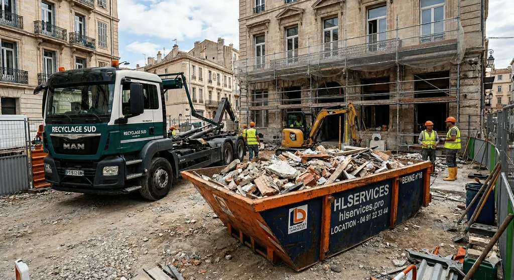 Location de benne pour gravats et DIB de 3m3 à 15m3 avec livraison rapide à Vidauban - Entreprise de gestion des déchets pour particuliers et professionnels à Draguignan