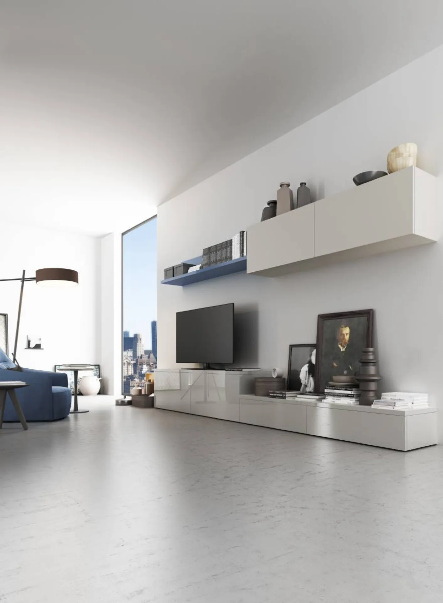 Aménagement d'un salon avec des meubles livings sur mesure italiens à  Bandol dans le 83