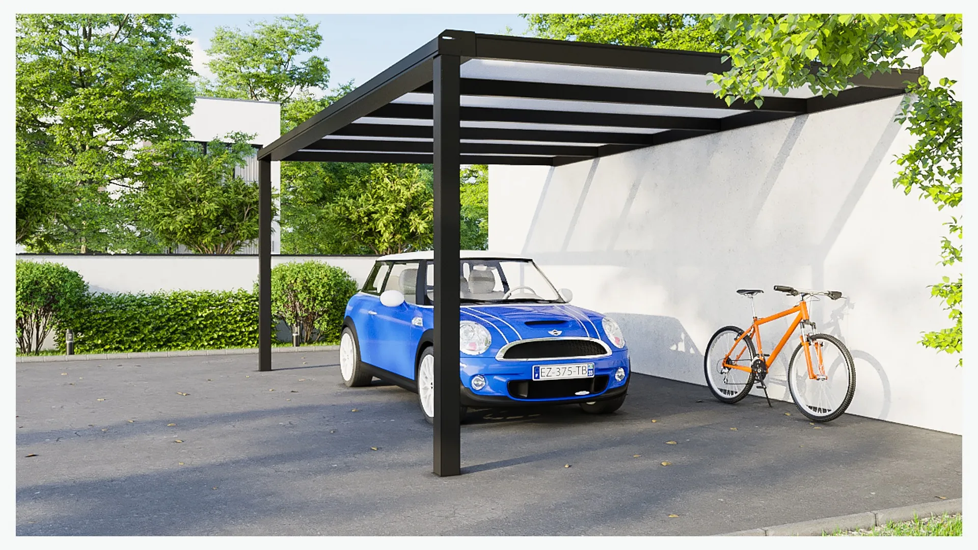 Carport aluminium gris anthracite 7016 sur mesure haute qualité fabrication française installation extérieure durable moderne Botans 90400