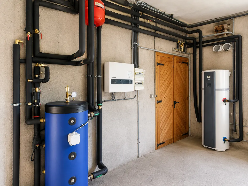 Remplacement d'une chaudière fioul par une pompe à chaleur air/eau haute température Panasonic Aquarea en rénovation à Séderon dans la Drôme (26)