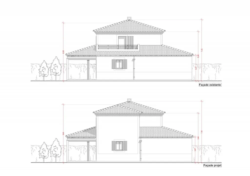 Façades - Déclaration préalable pour l'extension d'une villa individuelle à Salon de Provence (13300)