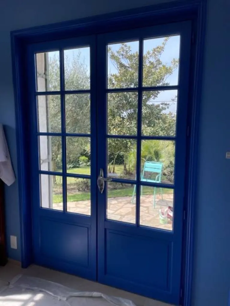 Porte fenêtre vitrée pvc 2 vantaux sur mesure dans l'Ain 01