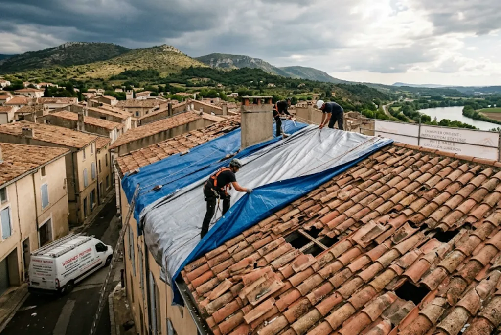 rénovation toiture en urgence après Grêle et forte pluie à Cavaillon, au cœur du Luberon et pas loin de Durance