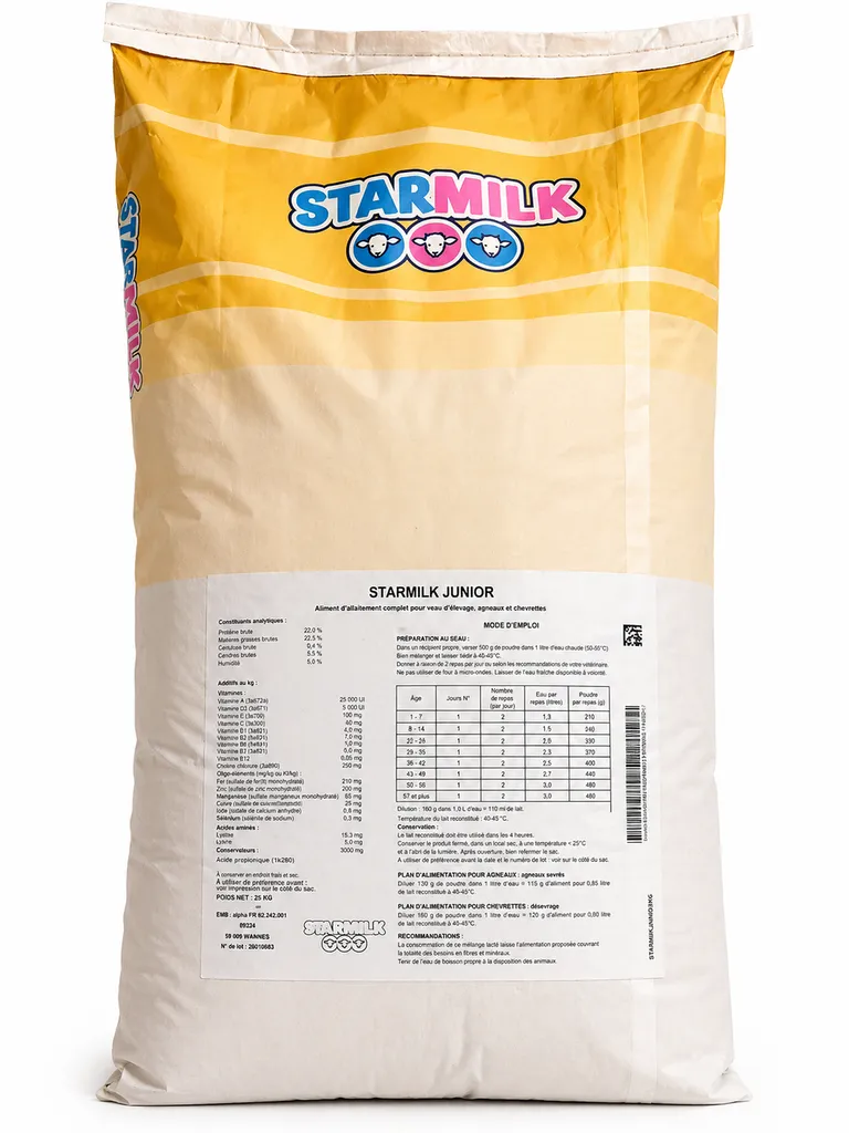 Lait en poudre pour veaux agneaux et chevrettes – alimentation d’allaitement complète et équilibrée