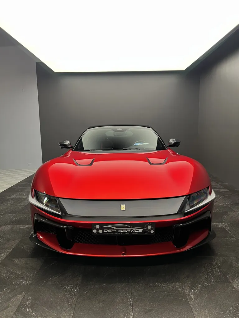 Protéger sa Ferrari 12 Cilindri avec la pose de film de protection PPF chez DSP Service, experts en detailing automobile à Le Mans