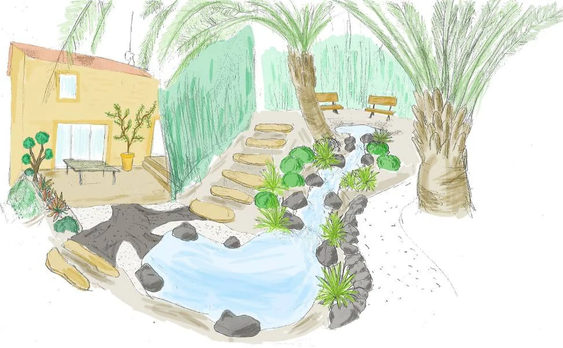 Dessin pour aménagement paysager et conception à Nice