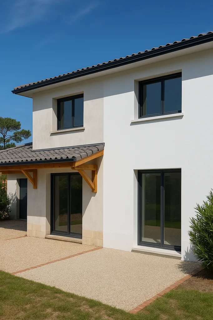 Nettoyage et protection de façade de maison contemporaine dans le bassin d’Arcachon