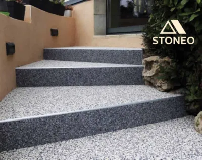 Un sol élégant et durable avec le marbre résiné STONEO, moquette de pierre avec la qualité, le prix et le service proche de Montélimar et ailleurs dans la Drôme, Ardèche et Isère