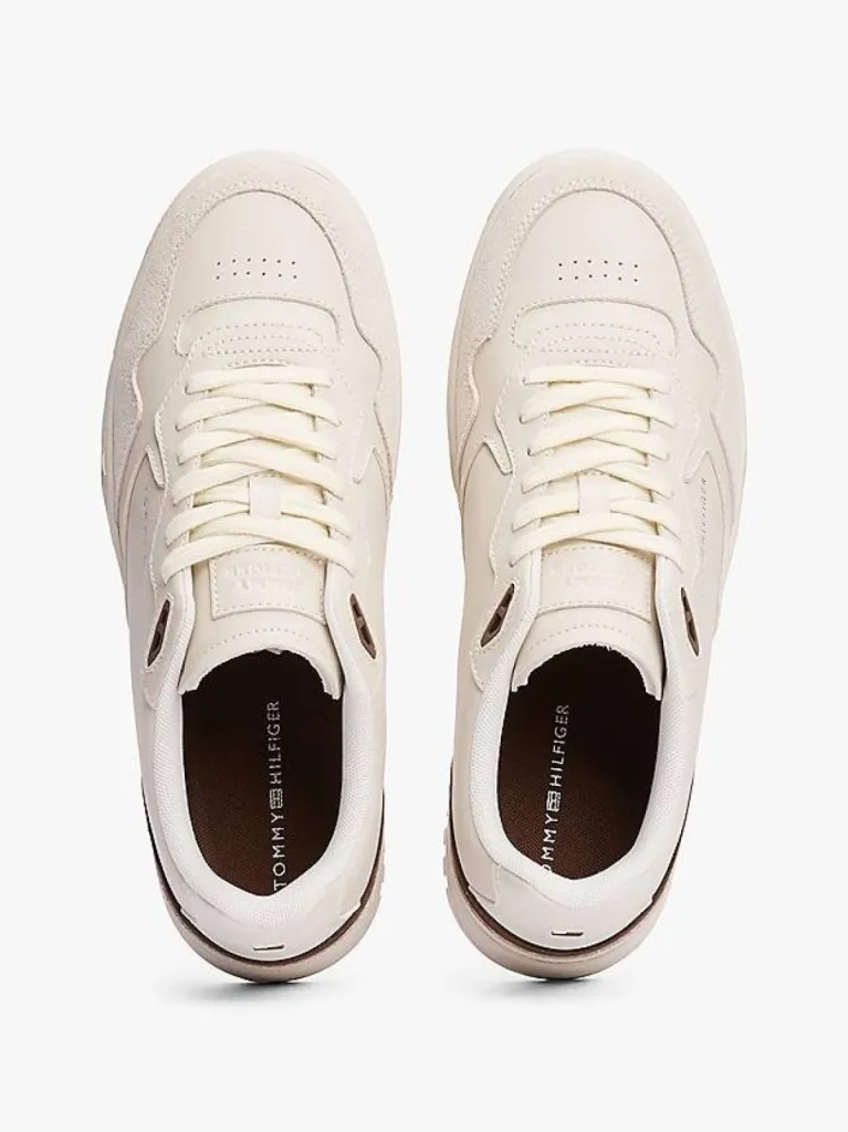 Baskets en cuir et daim multitextures Tommy Hilfiger vue de dessus – Urban Chic à Dieppe