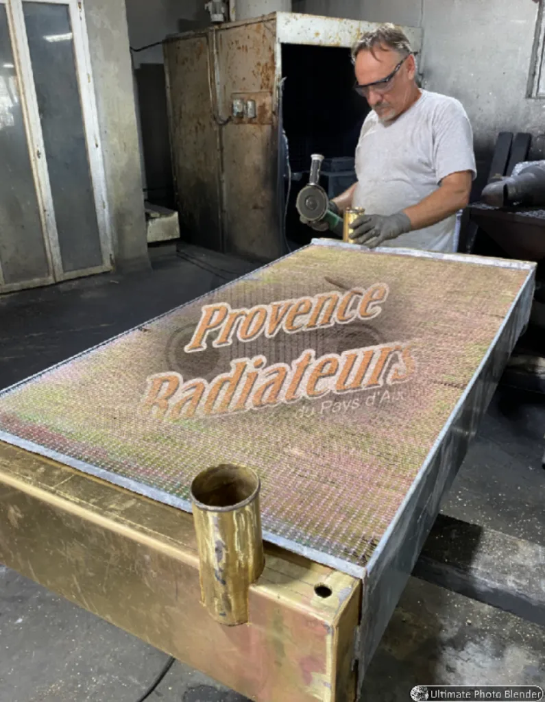 Radiateur de camion à fabriquer au modèle tout cuivre et laiton.