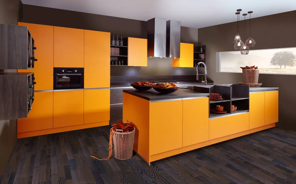 cuisine orange sans poignéees oullins