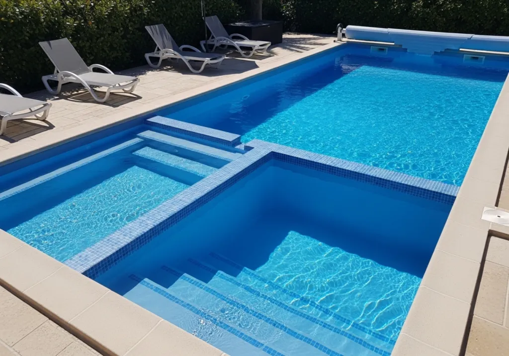 Quel revêtement étanche choisir pour piscine béton avec escalier immergé et banquette à Sainte Maxime Var 83120 ?
