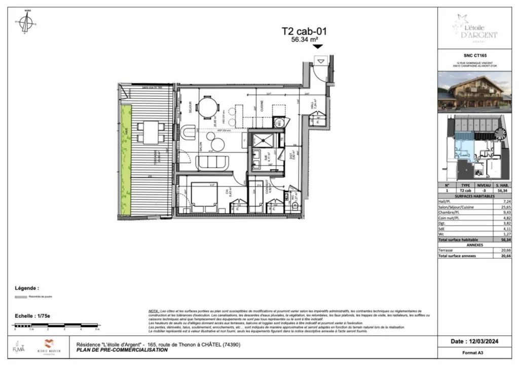 Appartement T2C avec grande terrasse de 20,66 m² au cœur de Châtel, Haute-Savoie