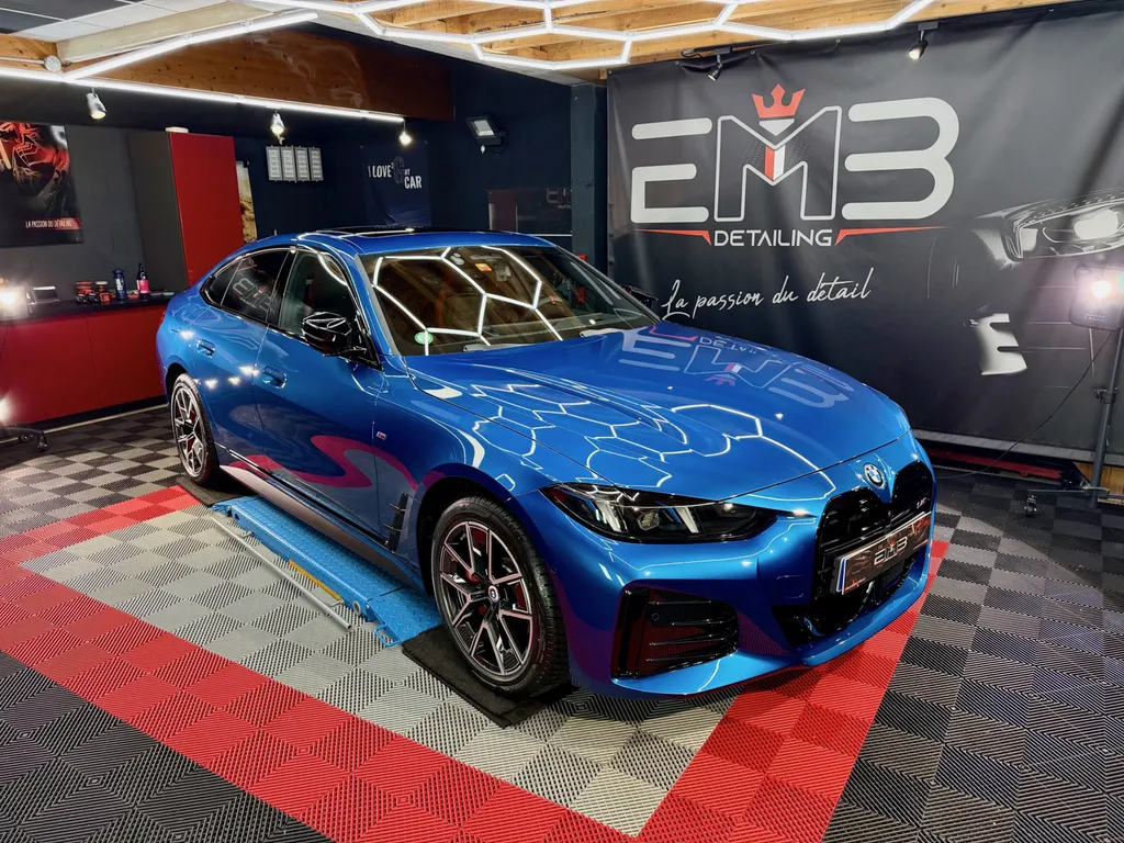 BMW i4 M60 – Protection céramique GYEON Infinite par EMB Detailing à Vaugneray (Lyon)