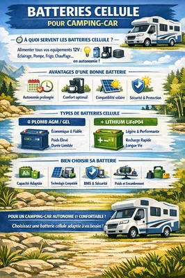 Batterie cellule pour camping-car : autonomie, énergie 12V et performance pour voyager en toute liberté.