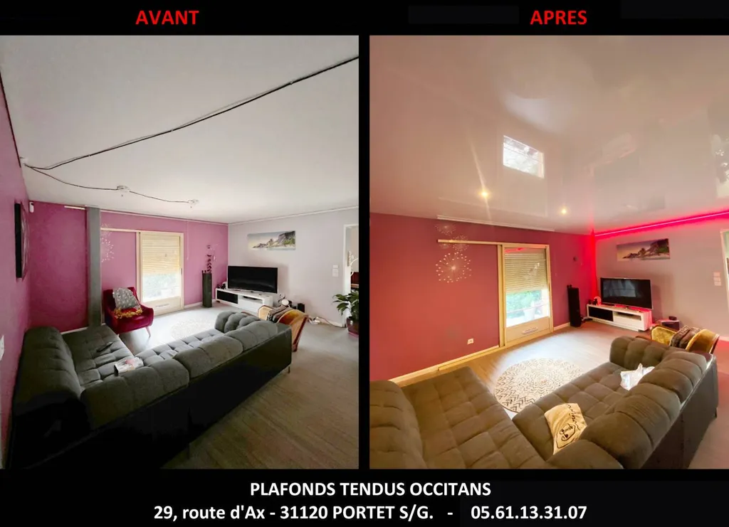 AVANT / APRES Plafonds Tendus Occitans Toulouse -  Beaumont sur Lèze