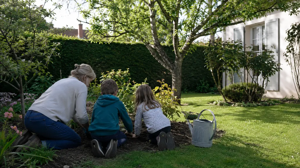 Jardin familial à Yerres, plantation en cours