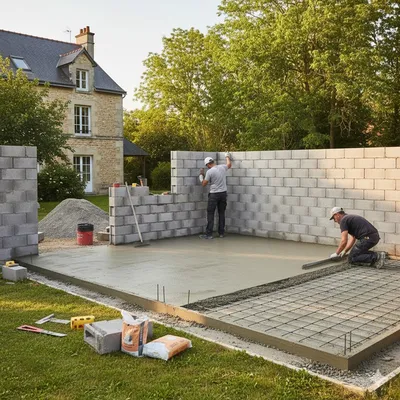 Coffrage et coulage d'un escalier extérieur en béton armé sur mesure à Bordeaux