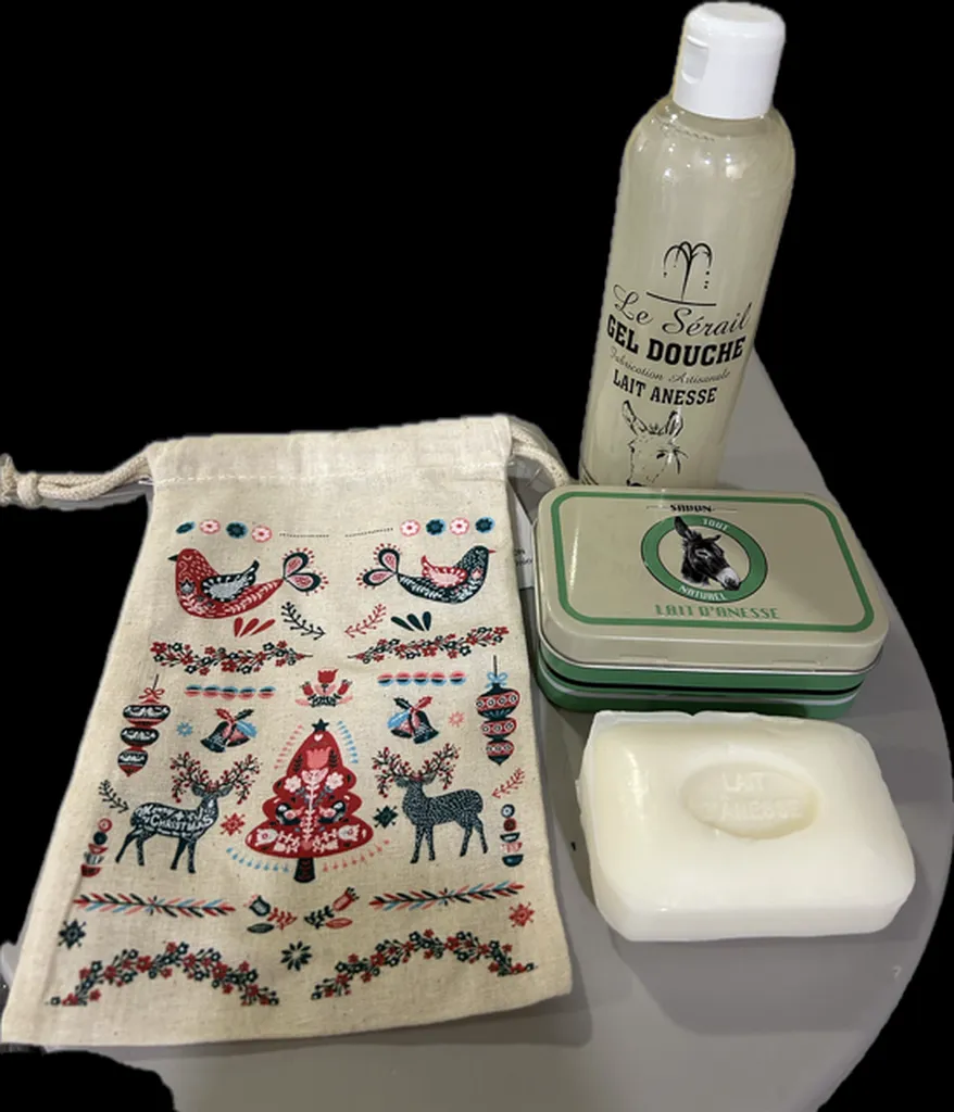 Pochon cadeau de Noël lait d'ânesse