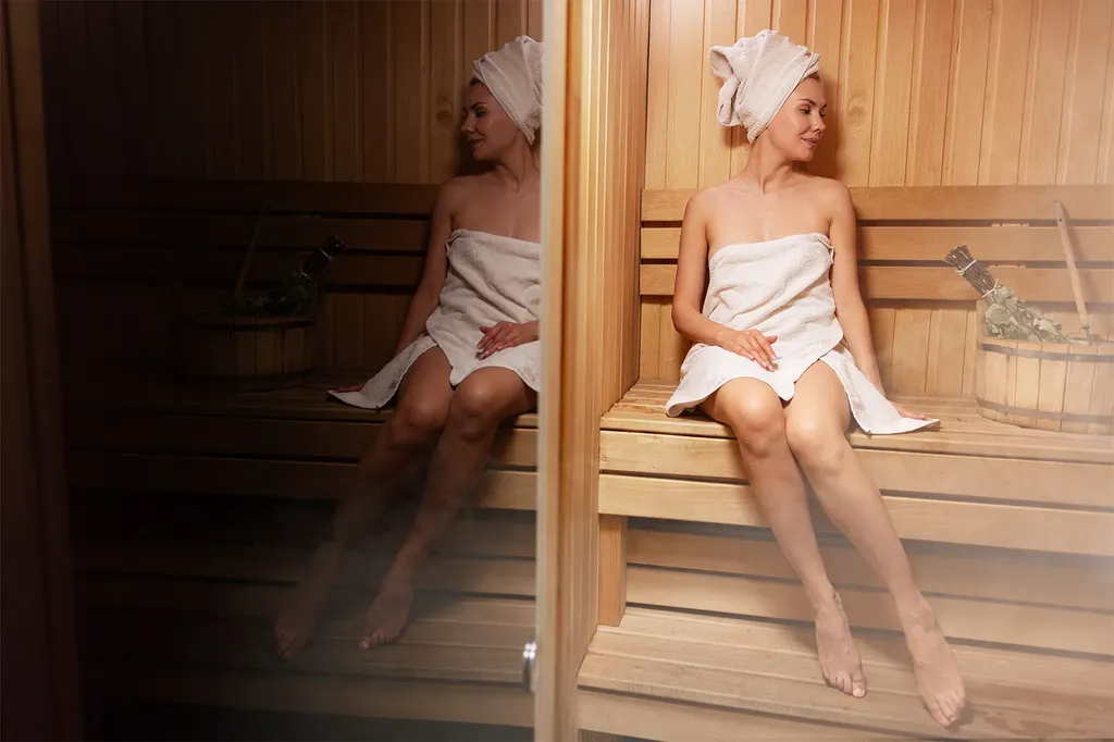Sauna intérieur en bois installé dans un espace bien-être pour un moment de détente et de relaxation
