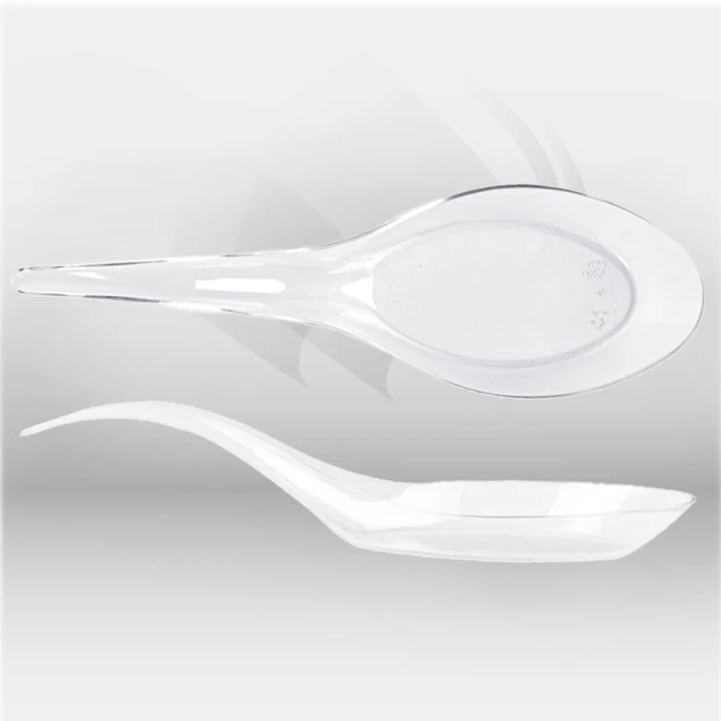Cuillères de dégustation transparentes Garcia de Pou pour restauration professionnelle, idéales pour mises en bouche, buffets et événements, offrant une solution élégante, hygiénique et pratique pour le service des préparations culinaires en portions indi