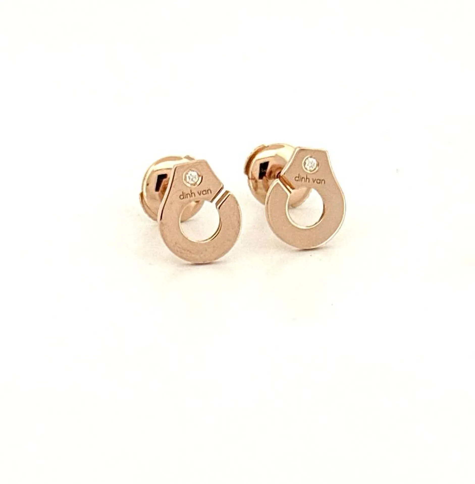 Bijouterie Or Ligne Bassin d’Arcachon – Boucles Dinh Van Menottes or rose 750 et diamants