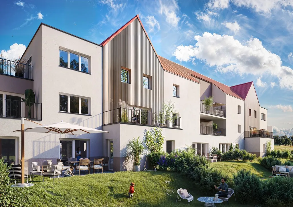 Programme immobilier neuf à Mittelschaeffolsheim avec appartements lumineux, grandes terrasses ou jardins, dans un cadre naturel recherché