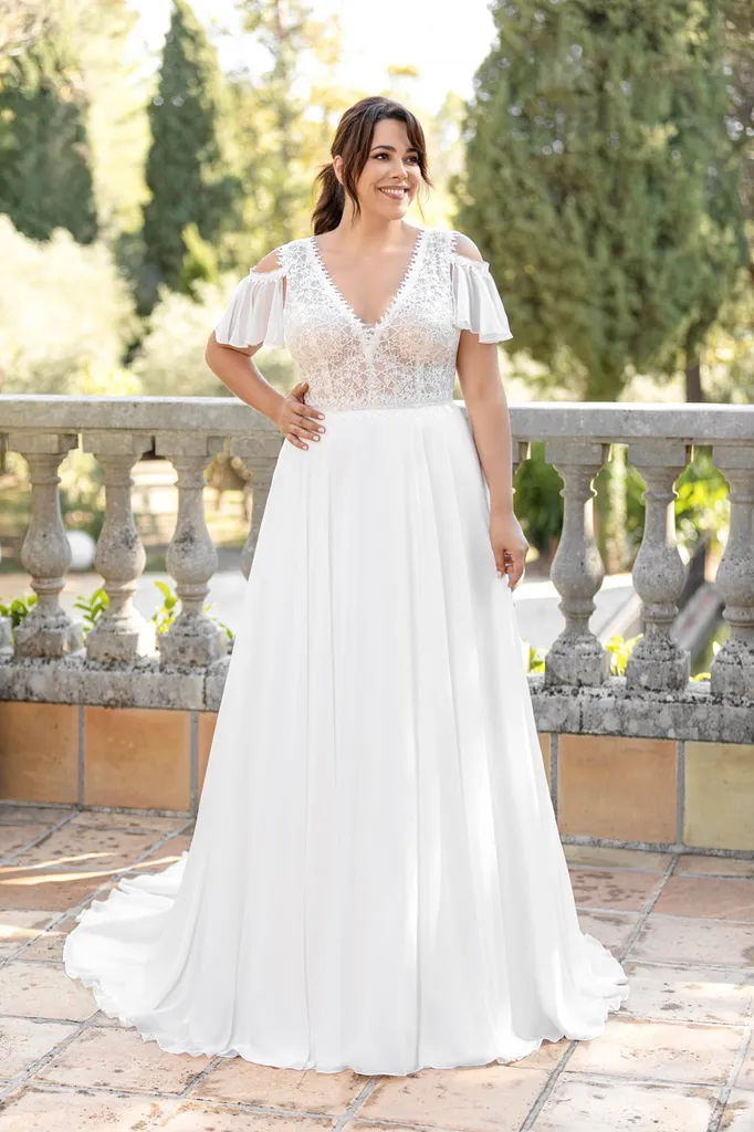 Robe de mariée grande taille en mousseline Marseille