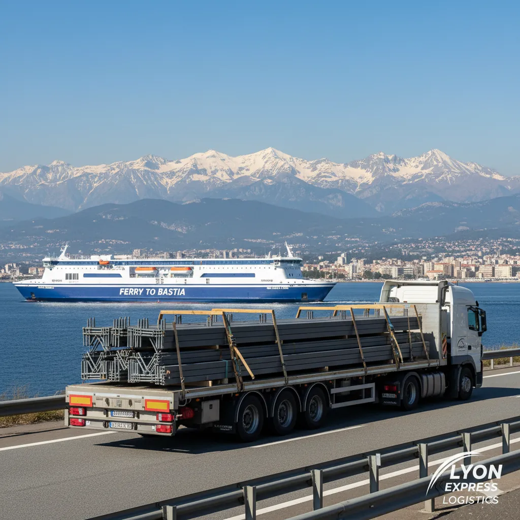 Transport express matériaux volumineux depuis Lyon vers Bastia : devis immédiat et livraison rapide des gros colis en Corse
