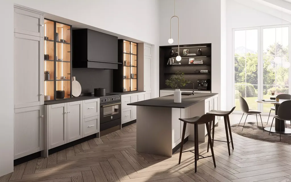 Cuisine mêlant modernité et traditionnel avec un piano de cuisson