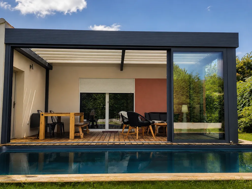 Extension rétractable à toiture isolée Ciel Ouv'air à Martigues