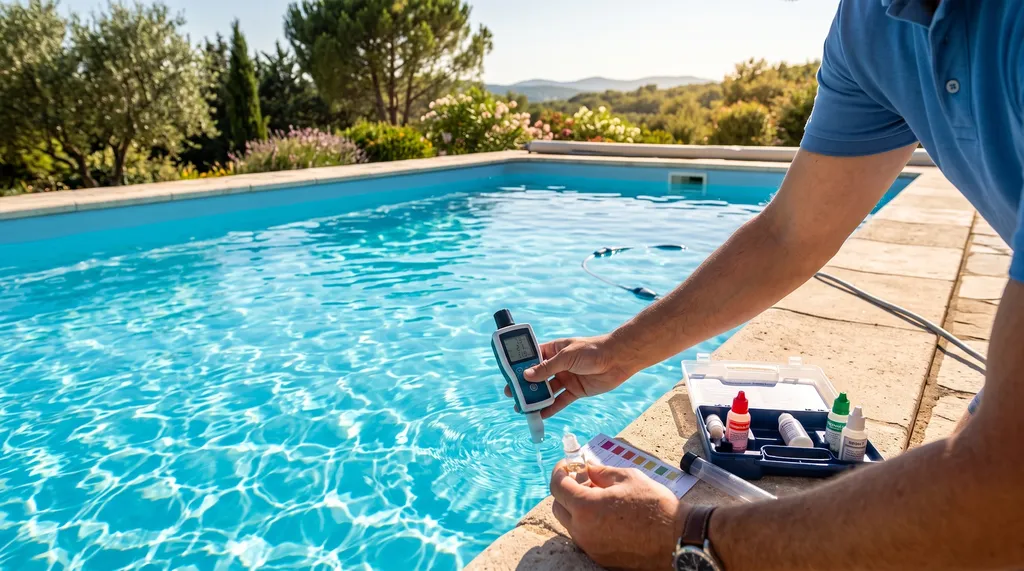 homme qui fait des tests dans une piscine