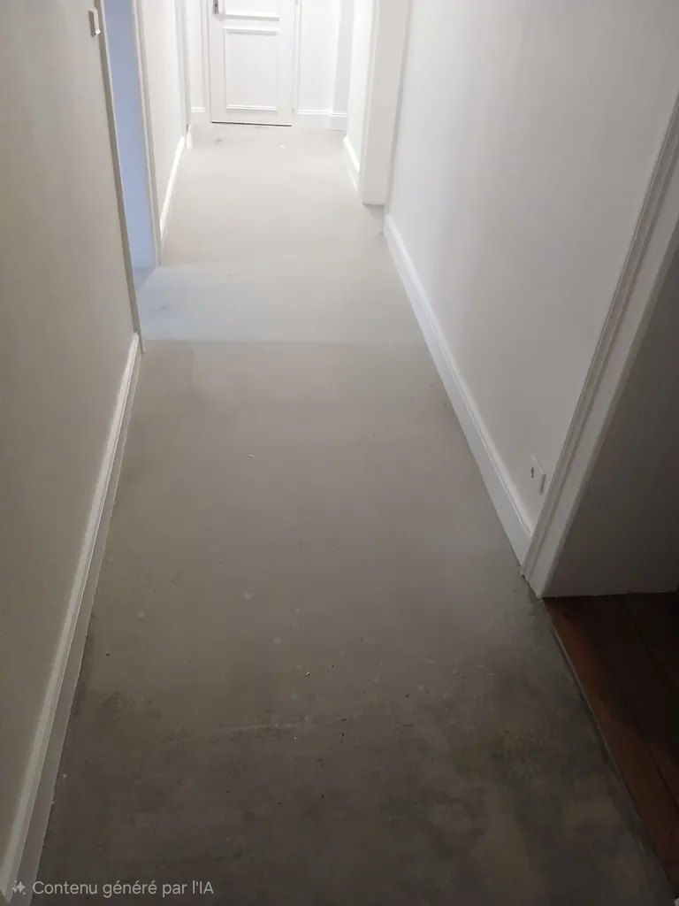 Pose de linoléum uni véritable dans couloir salle de bain et WC d’appartement à Strasbourg
