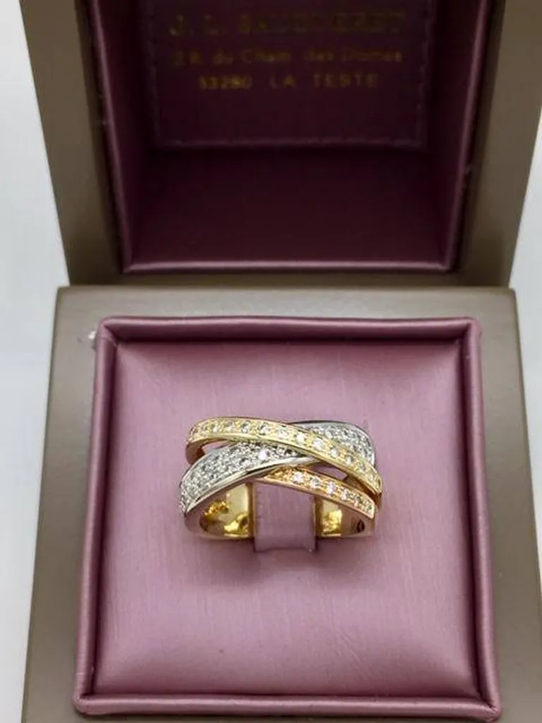 Bague 3 ors 750/1000ème et diamants Guy Laroche occasion Or Ligne La Teste Bassin d'Arcachon