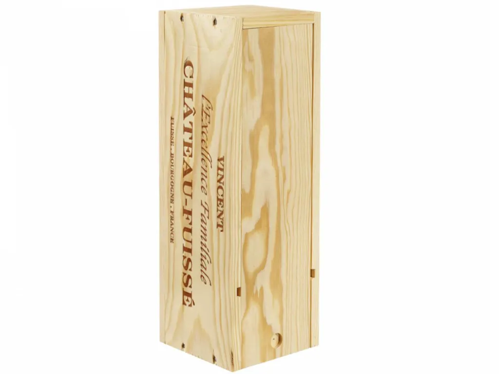 photographe à Lyon de bouteilles de vin de Bourgogne coffret en bois Château-Fuissé