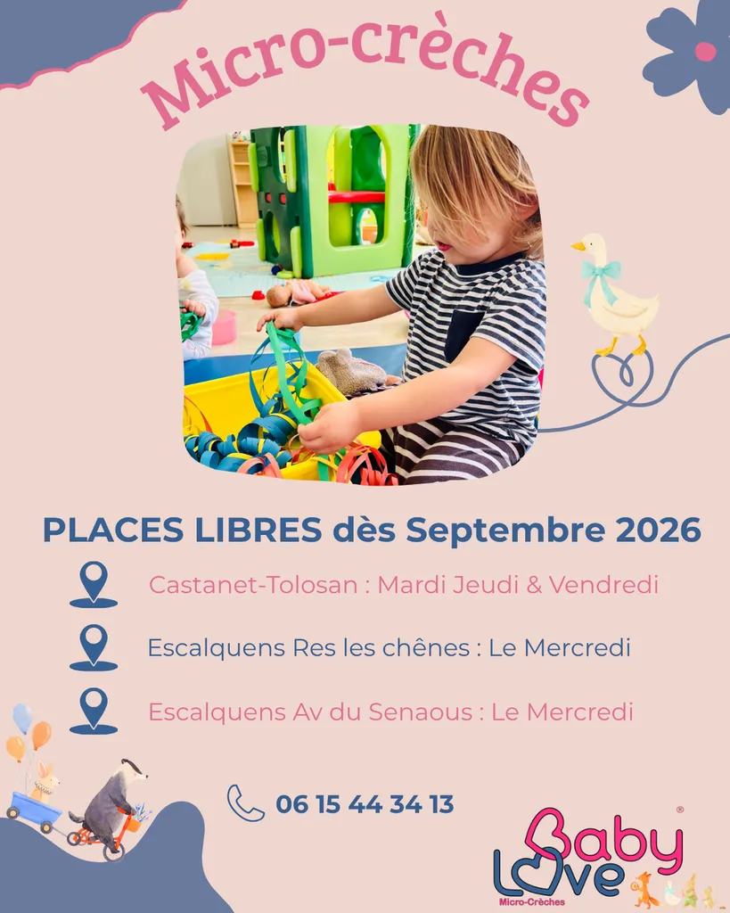 Place libre au sein de la micro-crèche Baby Love à Castanet Tolosan 