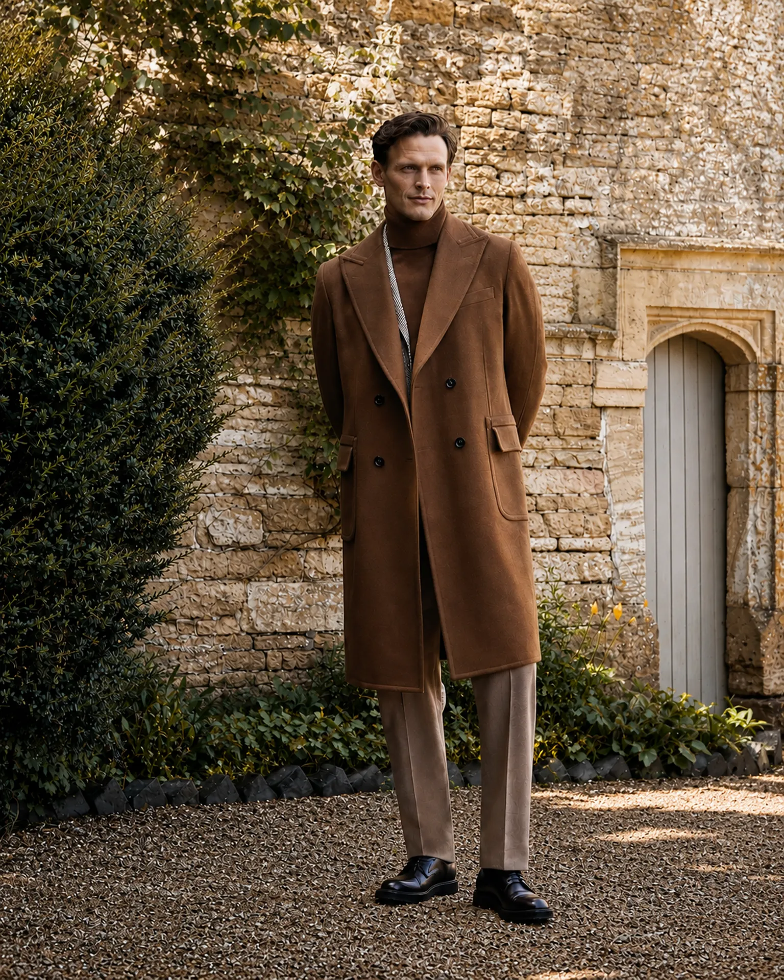 manteau long sur mesure hiver cachemire marron chocolat tailleur carat versailles yvelines paris boulogne saint germain en laye