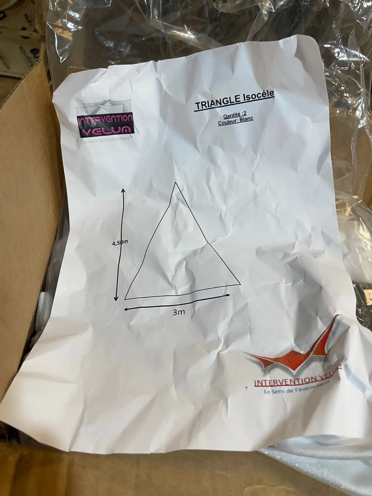 TOILE LYCRA BLANCHE TRIANGLE 2MX1M