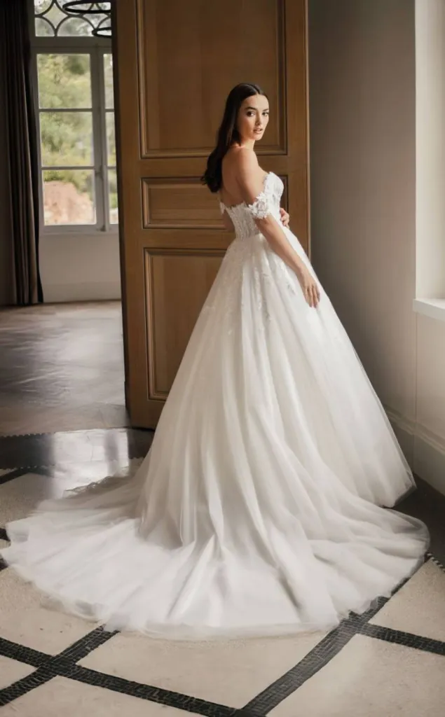 Robe de mariée bustier en dentelle