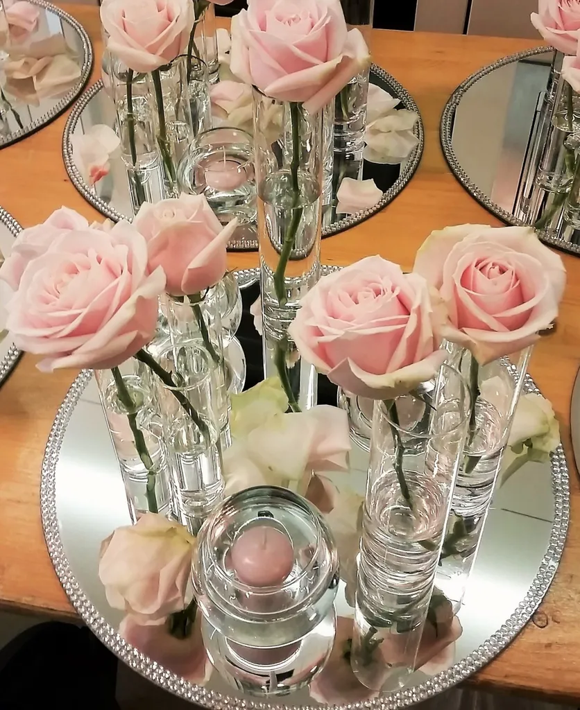 Centre de table miroir solifleur