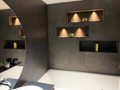 niche à carreler avec spots leds baignoire lyon