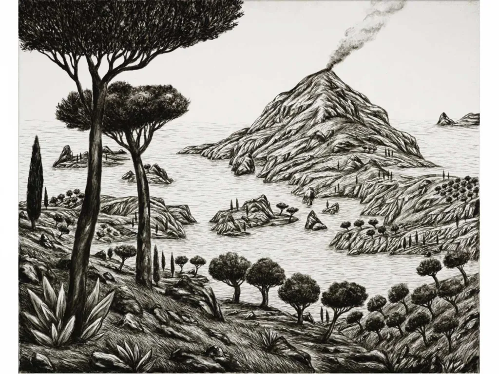 Reproduction de peinture  Les ilots 100 x 81