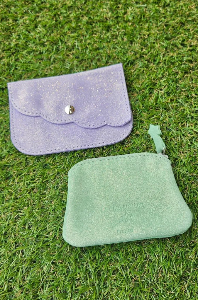 Porte-monnaie cuir pailleté La Cartablière disponible chez Evasion Eu