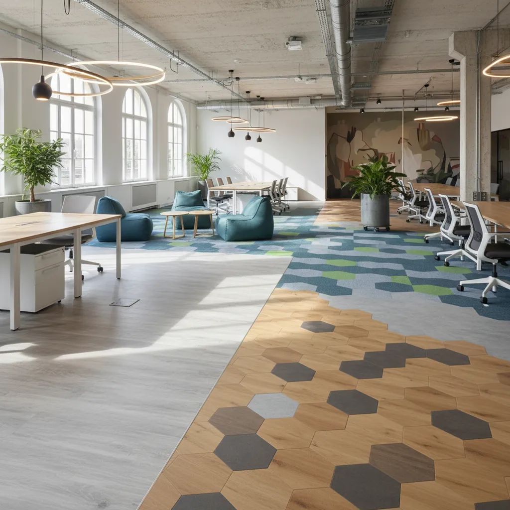 Sols techniques pour espaces de coworking à Dijon : revêtements professionnels pour bureaux ouverts au public, zones de détente et espaces collaboratifs modernes