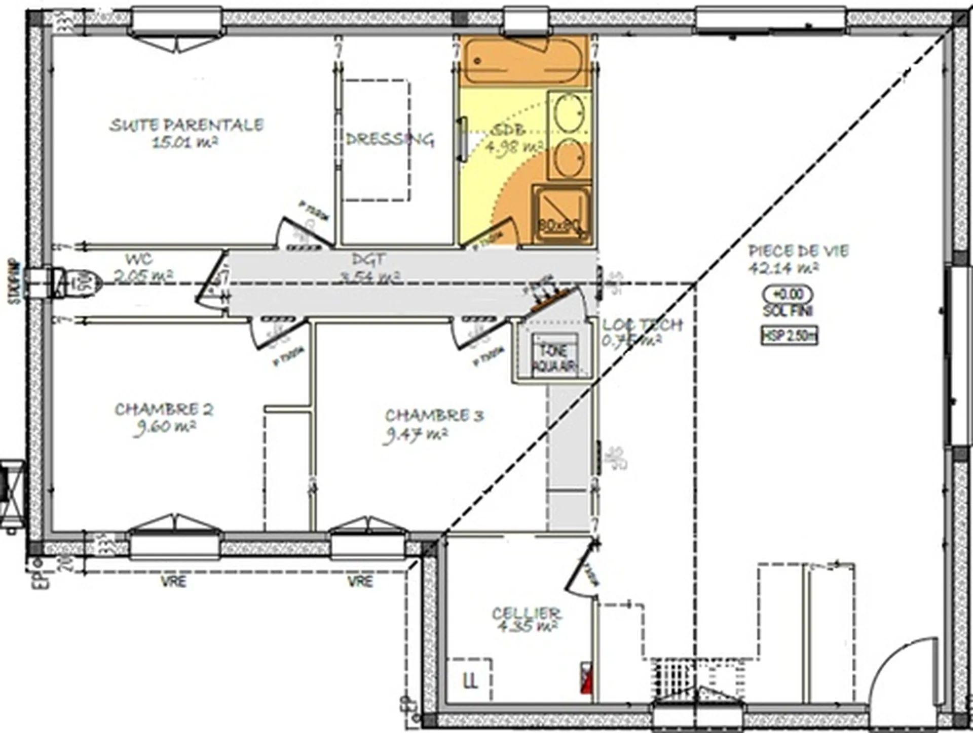 Maison en L de 92 m²