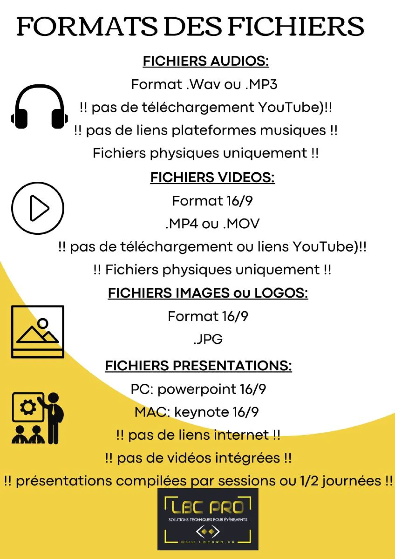 format des fichiers évènement lbc pro events