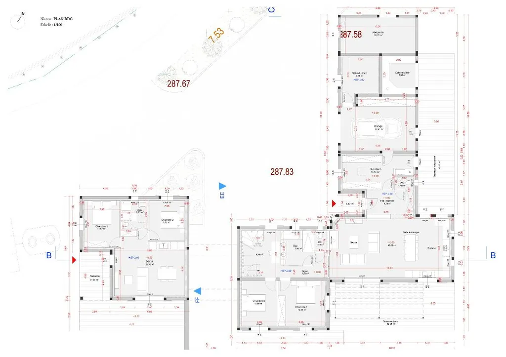 Plan RDC- Permis de construire pour une villa et ses annexes dans le Vaucluse 