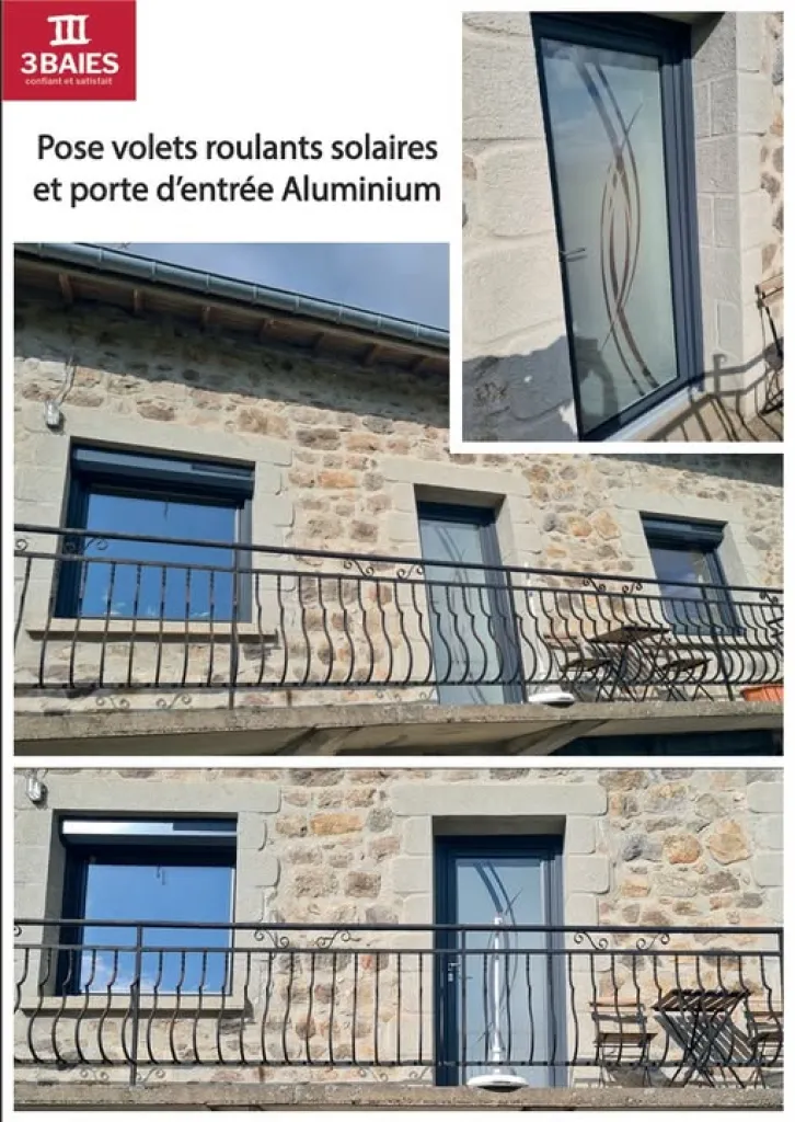 Pose de volets roulants Lakal en aluminium avec motorisation solaire à Saint-Genest-Malifaux, près de Saint Etienne dans la Loire