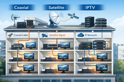 IPTV vs coaxial vs satellite : quelle infrastructure TV choisir pour son hôtel ?
